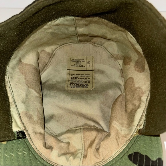 Late 80s US Military Issue Woodland Camo BDU Cap, Sz 7-3/8 - Picture 12 of 13